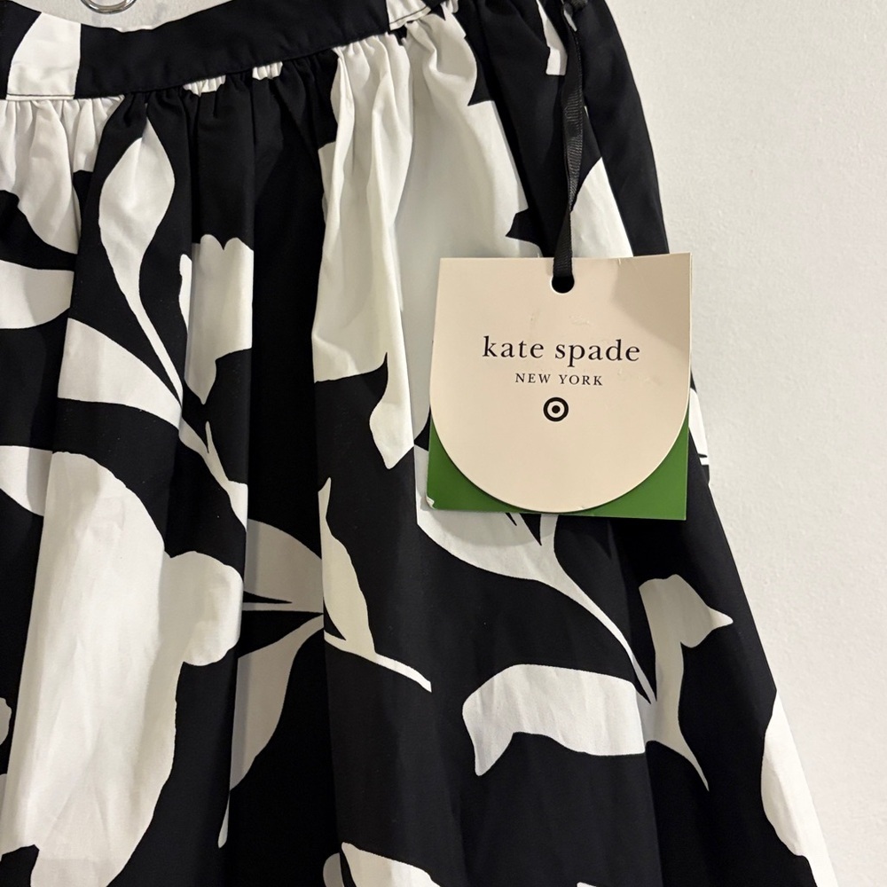 kate spade/target collab Black and White Floral Full Skirt lined with pockets S - Picture 2 of 8